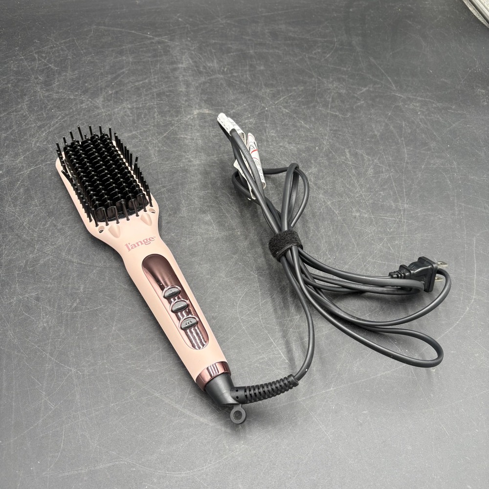 L'ange Le Vite Hair Straightening Brush Blush Pink Ceramic Heated Smoothing Tool